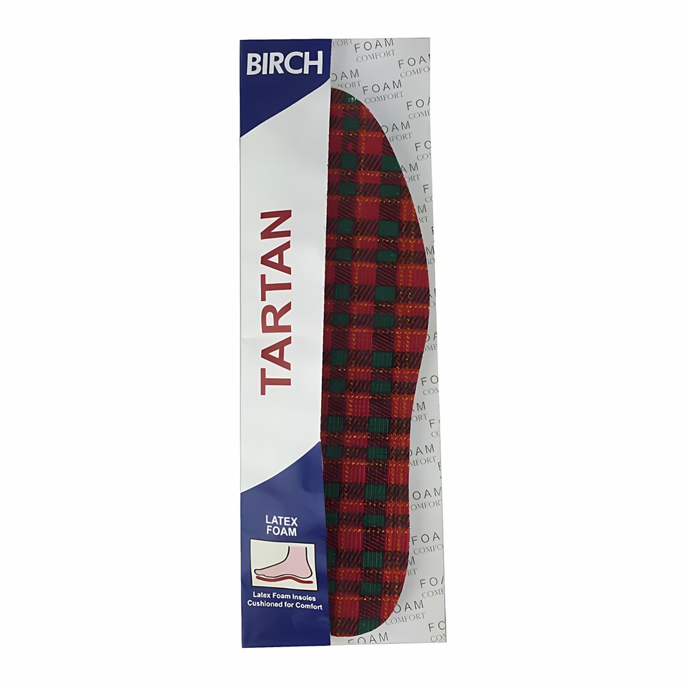 image 1 of BIRCH Mens Tartan Foam Insoles - Cushioning Shoe Inserts
