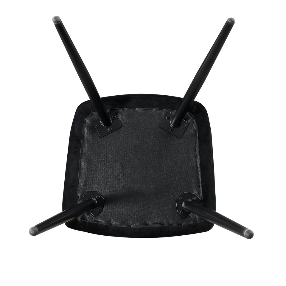 image 1 of Single Camden Modern Velvet Dining Chair with Armrests, Quilted Design & Black Metal Legs Black