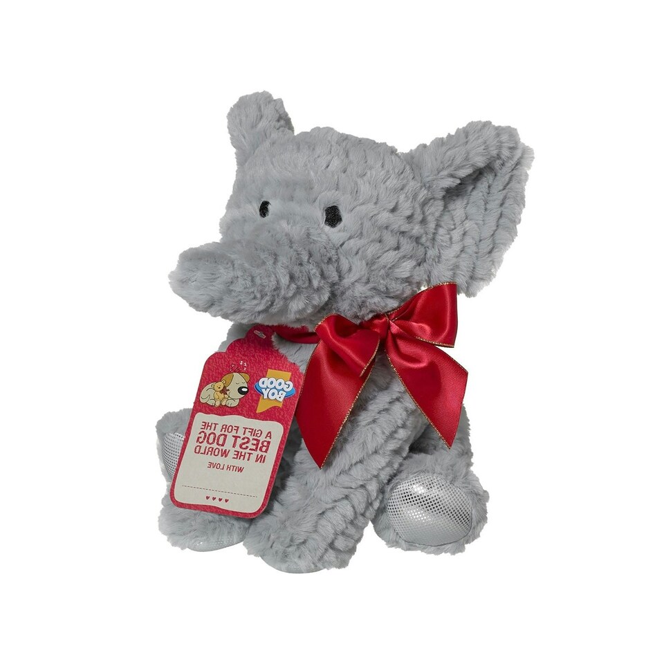 image 1 of Good Boy Elephant Plush Dog Toy - Grey/Red - One Size