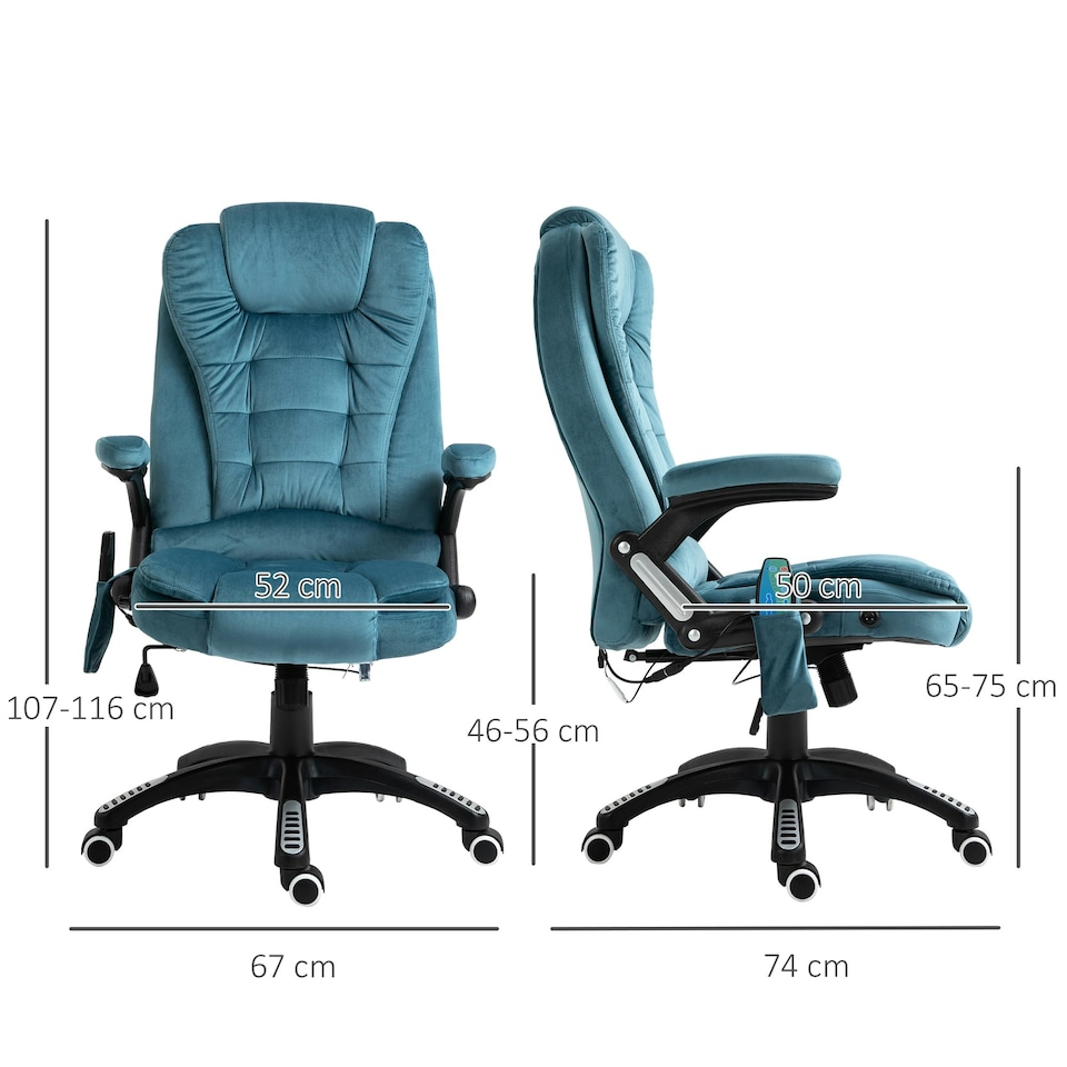 image 1 of Vinsetto Office Chair w/ Heating Massage Points Relaxing Reclining Blue