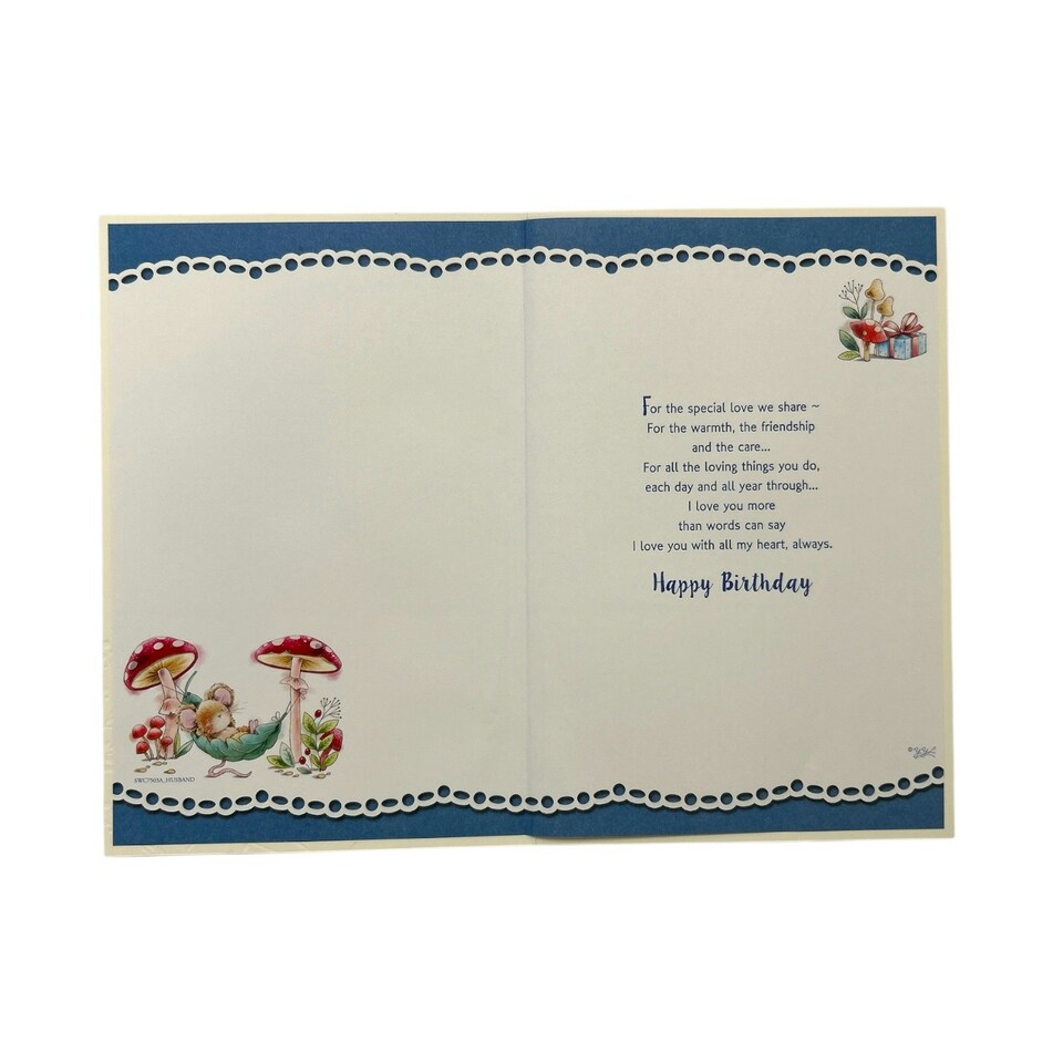 image 1 of To My Husband Mouse Relax On Swing Design Birthday Card