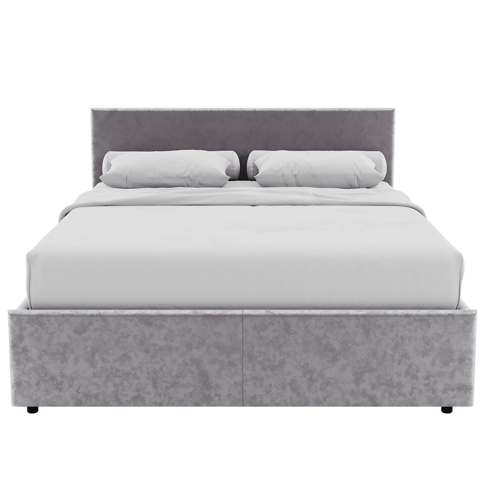 image 1 of Vida Designs Veronica 5ft King Size Ottoman Bed Storage Fabric Upholstered, Silver Velvet, 150 x 200cm