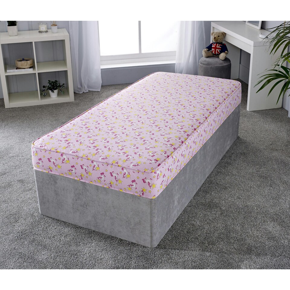 image 1 of Kids Range Pink Unicorn Mattress - 6.5 Inch Deep, Soft Quilted Sleep Surface | Pink | European Small Single
