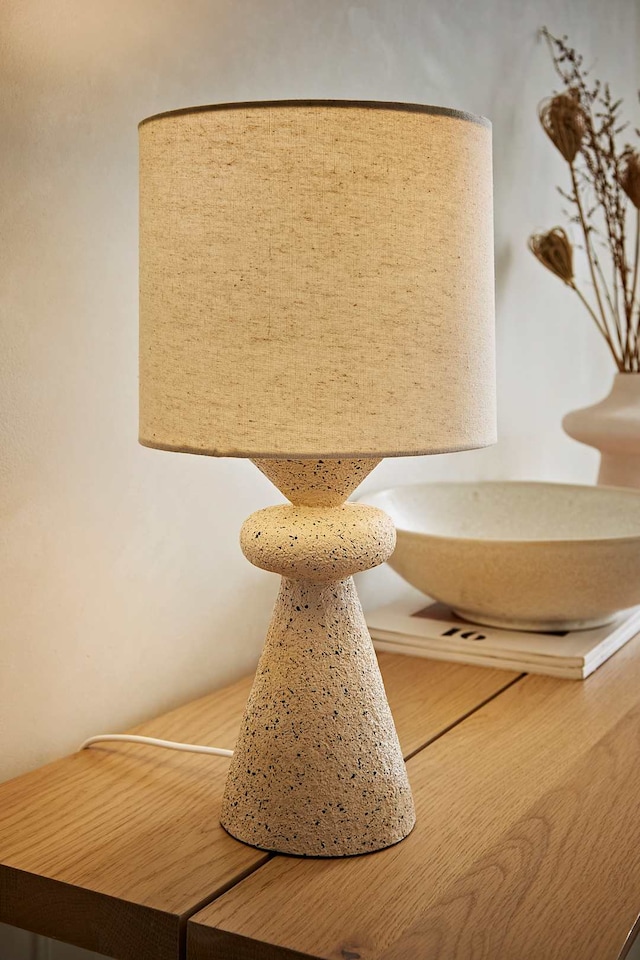 image 1 of ValueLights Cady Pair of Stone Effect Natural Table Lamps and Bulbs