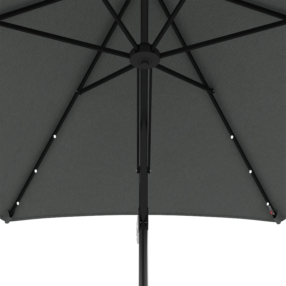 image 1 of Outsunny 3m Cantilever Parasol with Solar LED and Easy Lever, Garden Parasol Umbrella with Cross Base and Waterproof Cover, Outdoor Sun Shades, Dark Grey