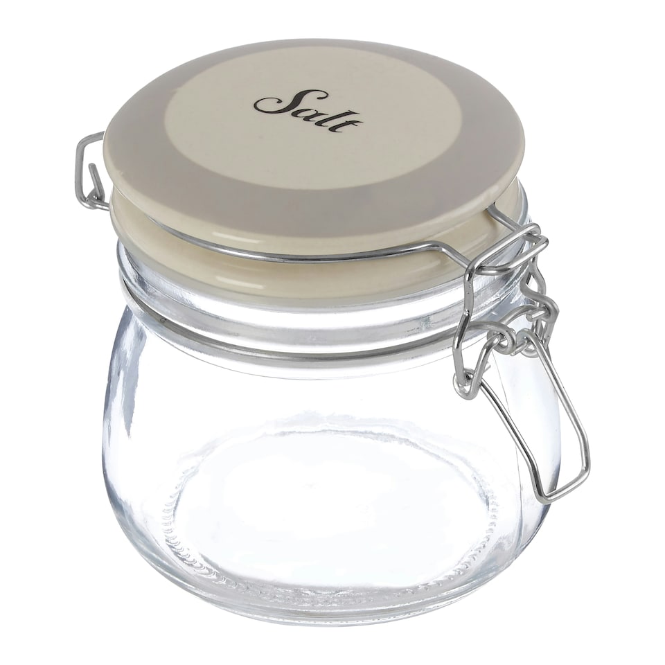 image 1 of Interiors By Premier Durable Salt Storage Jar, Stylish Glass Jar With Lid For Kitchen Counter, Versatile Airtight Storage Jar