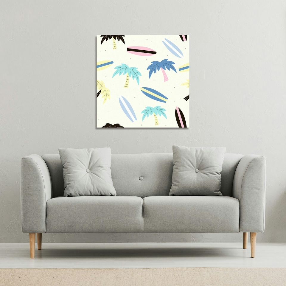 image 1 of Surf Boards & Palm Trees (Canvas Print) 114 x 114 x 4cm
