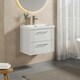 image 4 of Retro 2 Drawer Wall Hung Vanity Unit with Thin-Edge 1 Tap Hole Ceramic Basin - 600mm - Satin White - Balterley White