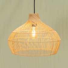 ValueLights Anais Wood - Rattan Natural Dome Ceiling Pendant Shade