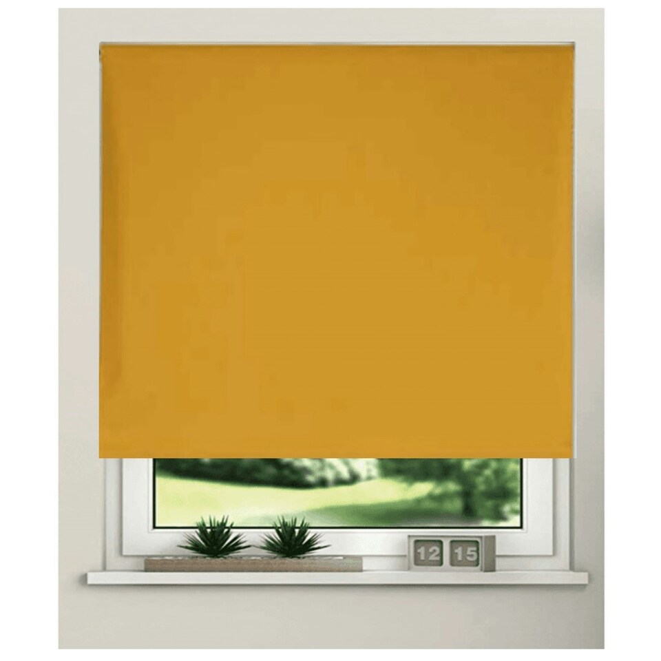 image 1 of 140cm Ochre Trimmable Thermal Blackout Roller Blinds Grey | Grey