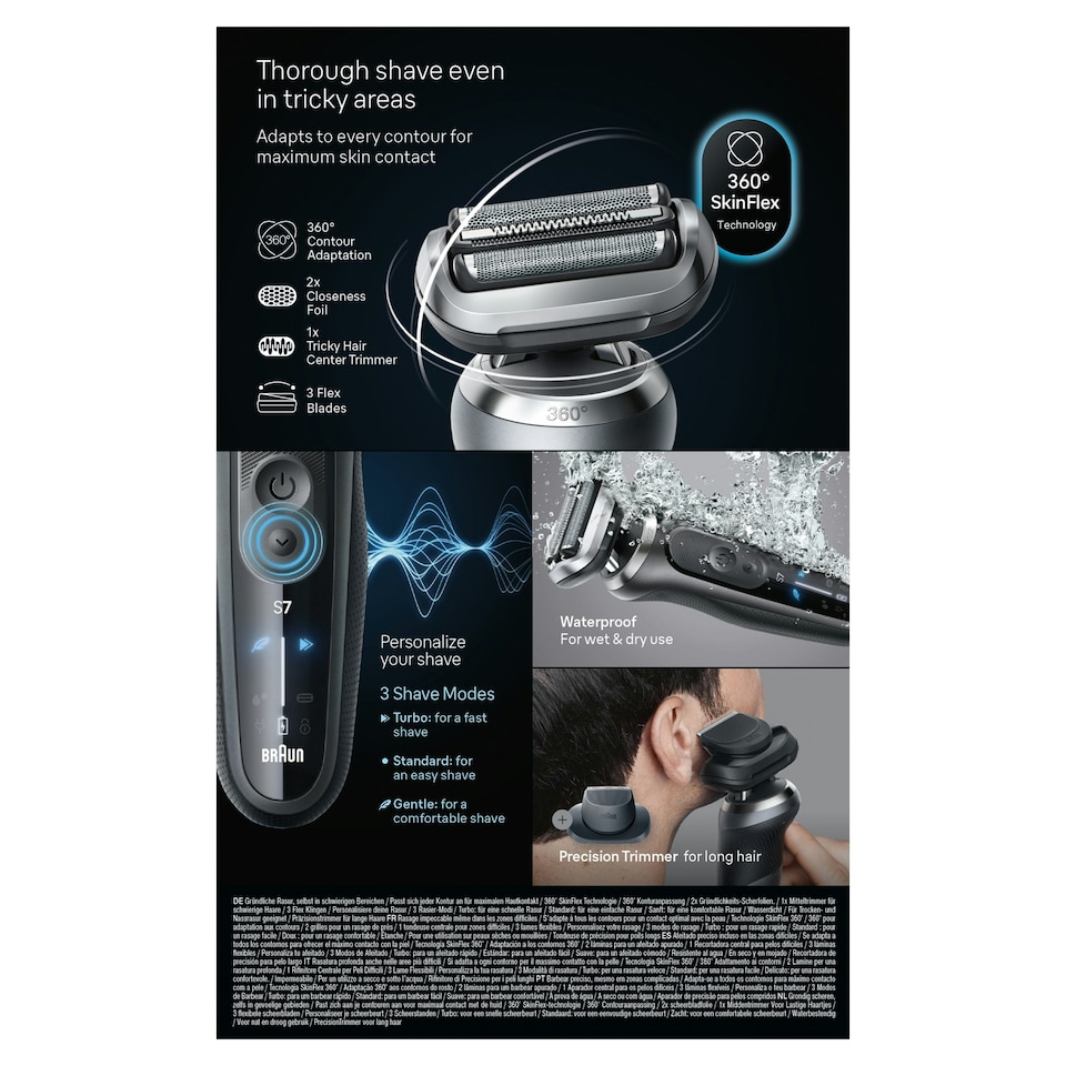 image 1 of Braun Series 7 Electric Shaver, SmartCare Center, +1 Attachment, 72-G7200CC, Grey