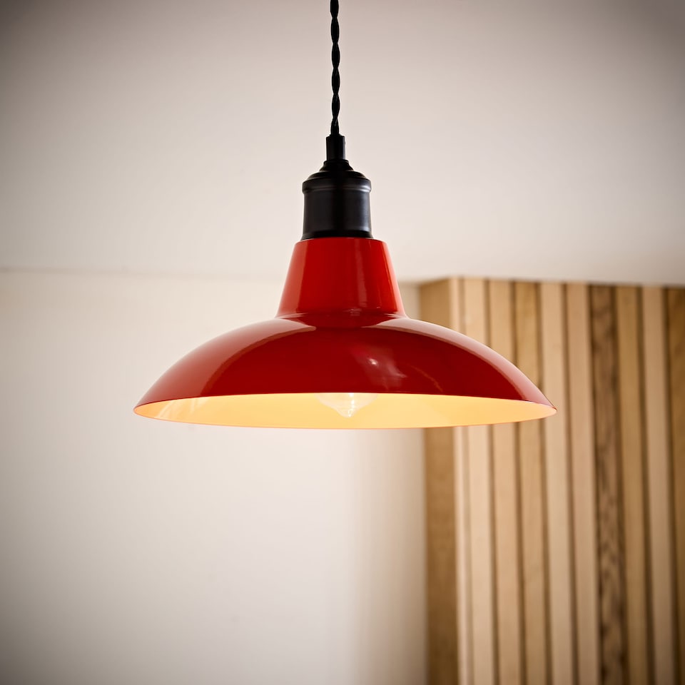 image 1 of ValueLights Civic Pair Red Easy Fit Ceiling Pendant Light Shades | Red