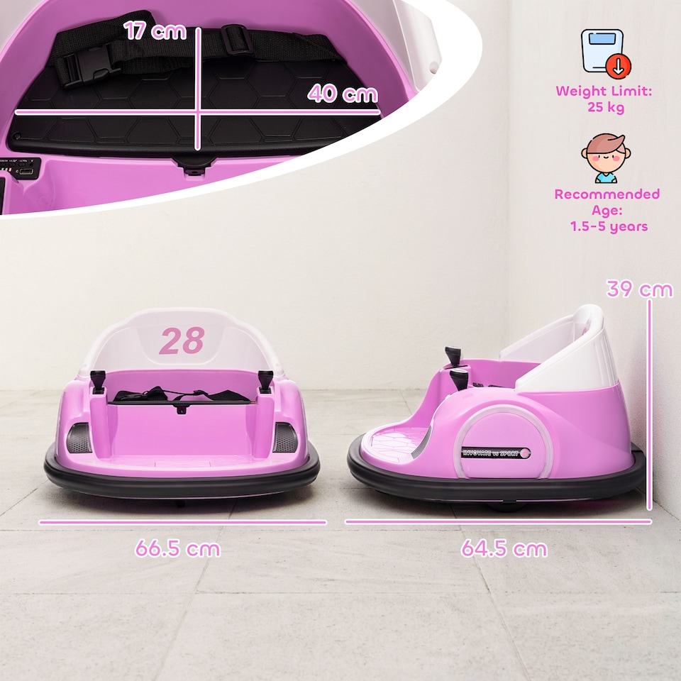 image 1 of AIYAPLAY 360 Rotation 12V Kids Bumper Car w Remote Control