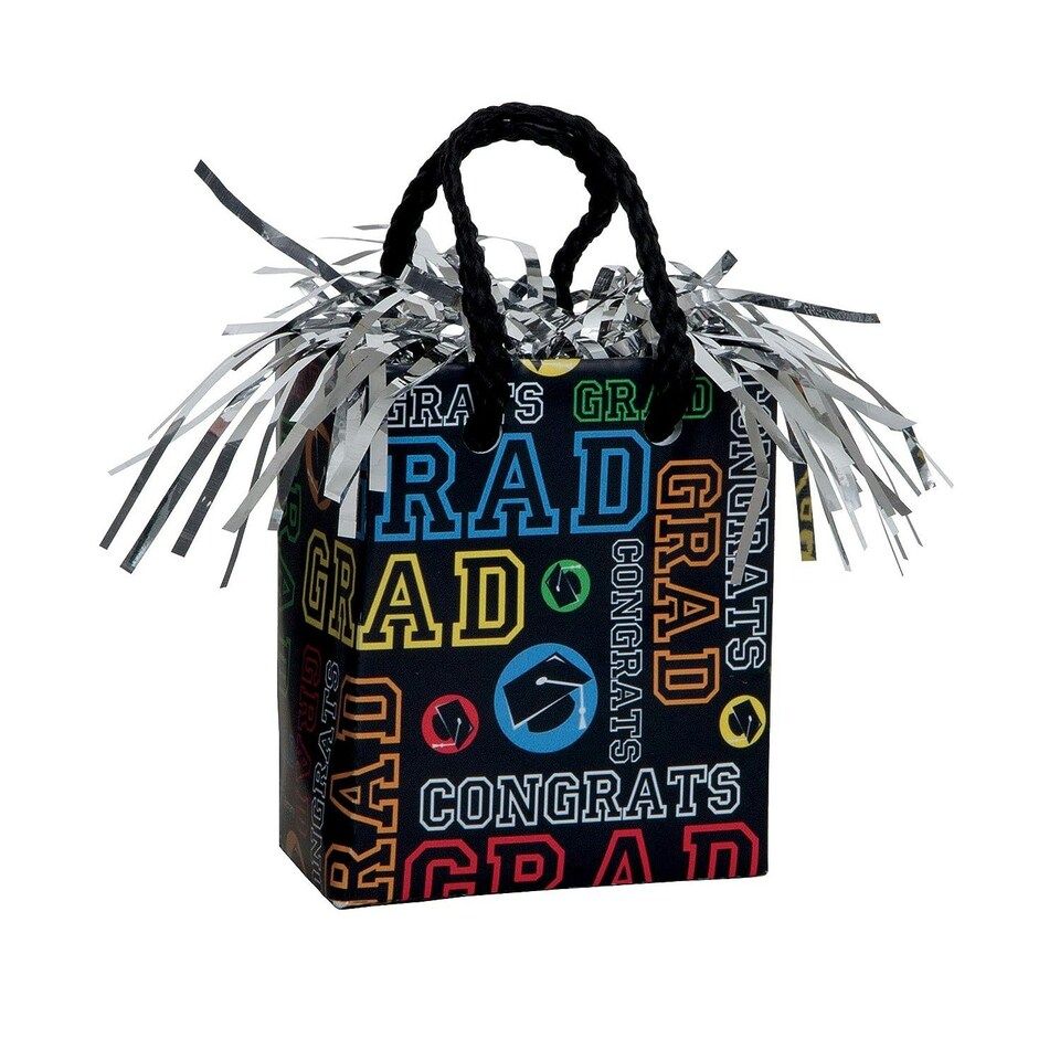 Unique Party Gift Bag Graduation Balloon Weight Centrepiece - Silver/Black/Blue - One Size