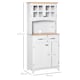 image 5 of HOMCOM Freestanding Kitchen Cupboard, Kitchen Storage Cabinet with Framed Glass Doors, 2 Drawers, Microwave Counter, 172cm, White