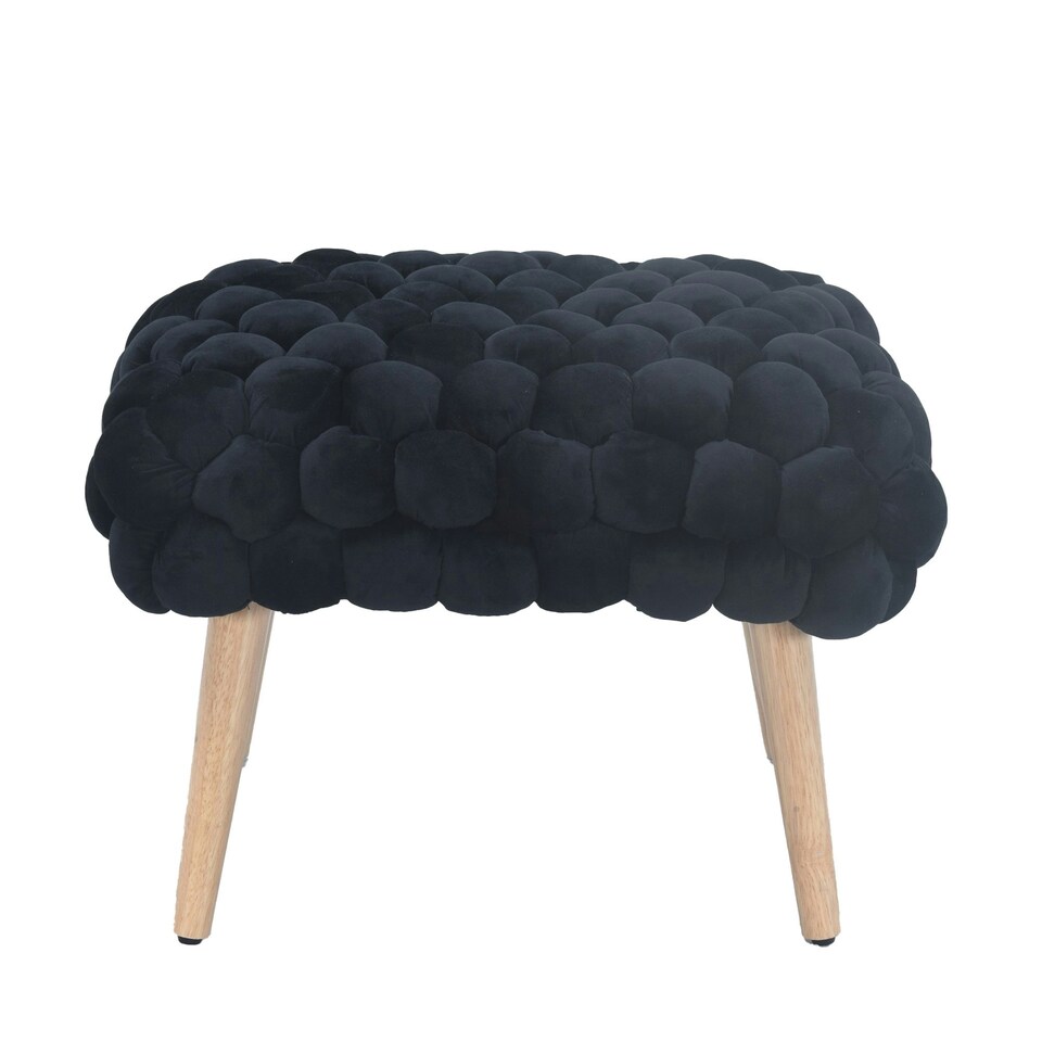image 1 of Cushla Bubbly Velvet Small Footstool - Black
