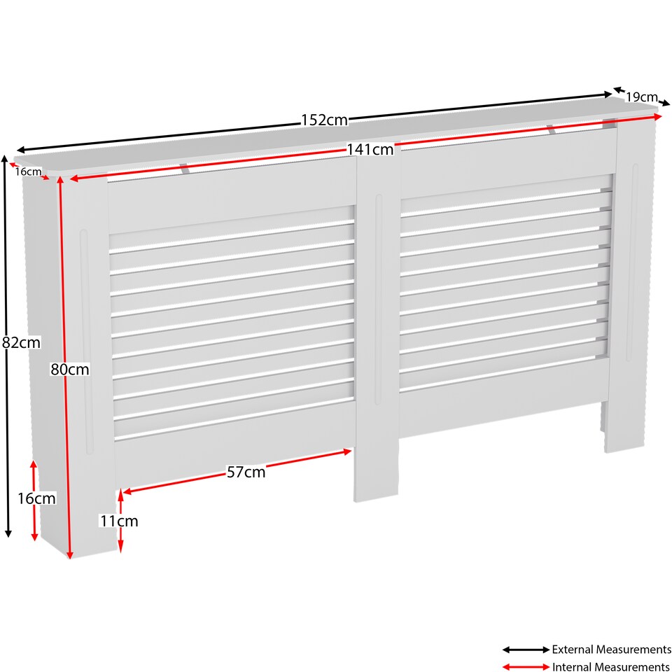 image 1 of Vida Designs Milton Radiator Cover Painted MDF Slatted Cabinet, White, 152cm