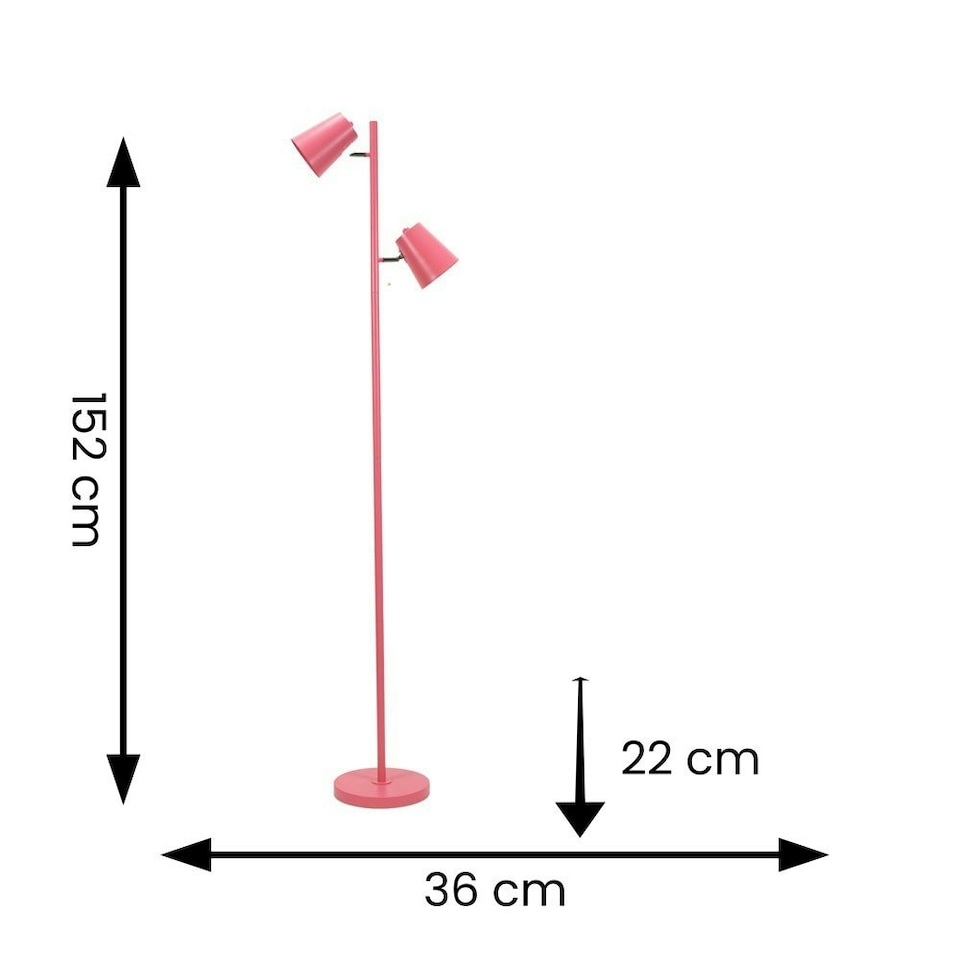 image 1 of ValueLights Bibi Pastel Pink 2 Way Adjustable Multi-Directional Metal Floor Lamp
