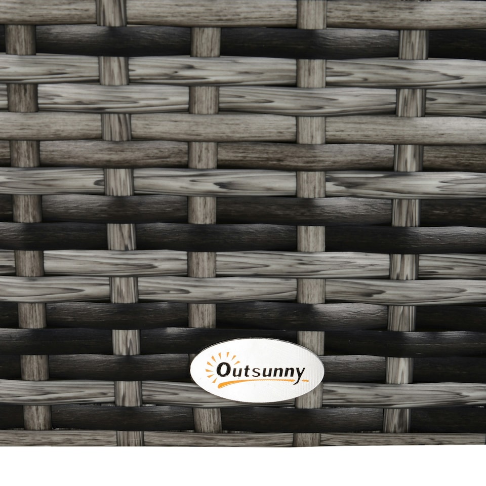 image 1 of Outsunny Side Table Furniture Tempered Glass Garden Patio Wicker Mixed Grey