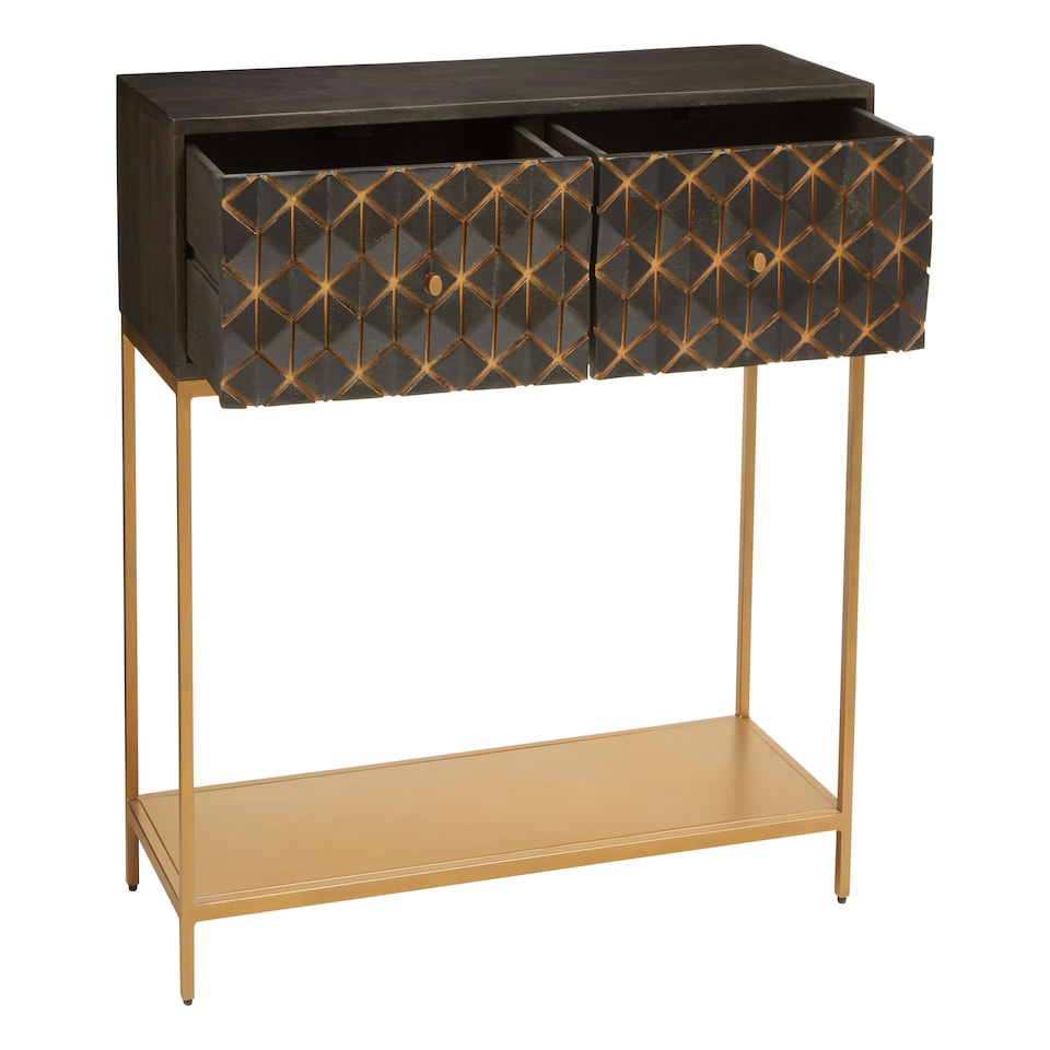 image 1 of Interiors by Premier Grey Mango Wood Console Table Gold