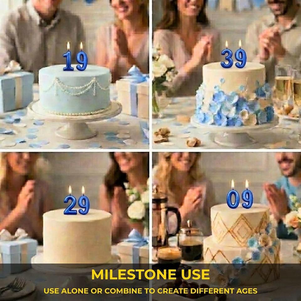 image 1 of Blue 9 Number Candle  Birthday Anniversary Party Cake Decorations Topper | Blue