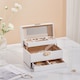 image 2 of Living and Home Lockable Jewellery Storage Box with Drawer-White | White