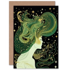 Aurora Borealis Northern Lights Mother Nature Hair For Her Birthday Card