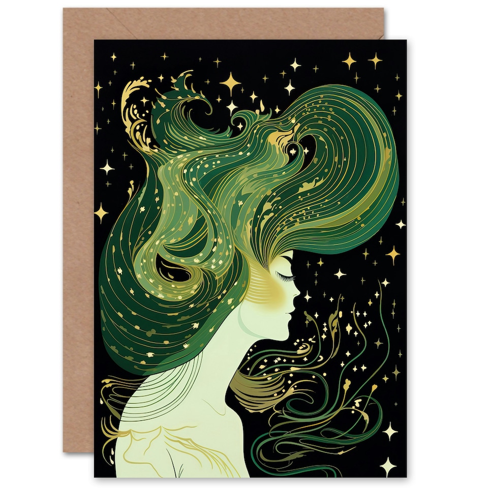 image 1 of Aurora Borealis Northern Lights Mother Nature Hair For Her Birthday Card