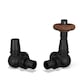 image 1 of Derry Traditional - Black Thermostatic Radiator Valve & Lockshield Corner 15mm