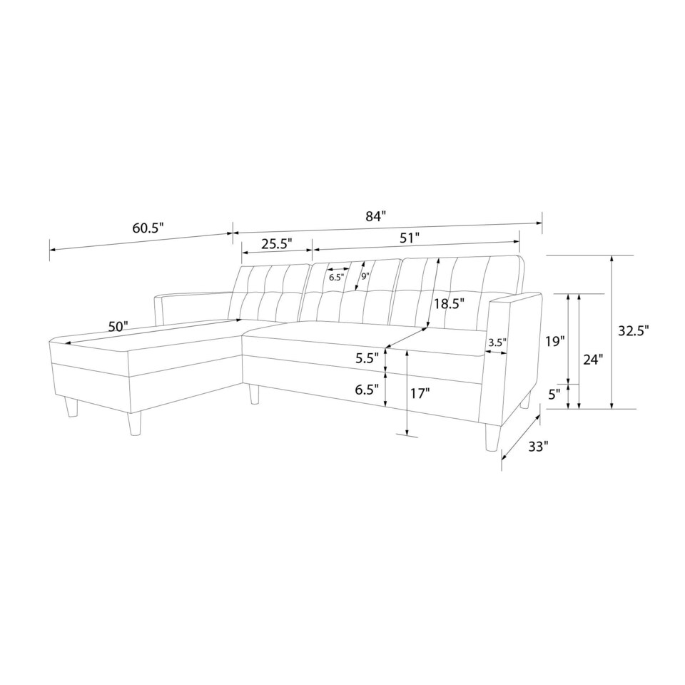 image 1 of Hartford sectional sofa bed in pu black | Black | BLACK | Three Seater