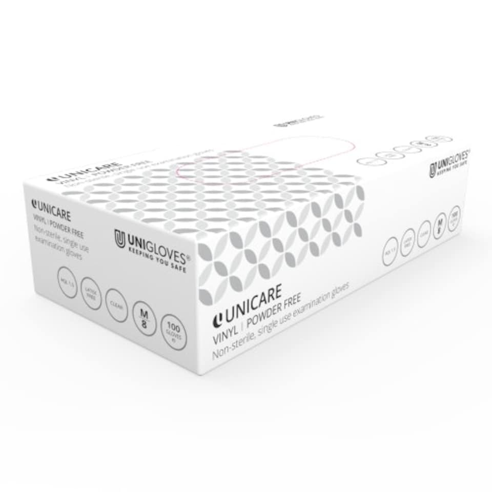 image 1 of Unigloves Unicare Clear Vinyl Box of 100 Gloves