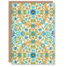 William Morris Art Card Blue Floral Vine Pattern