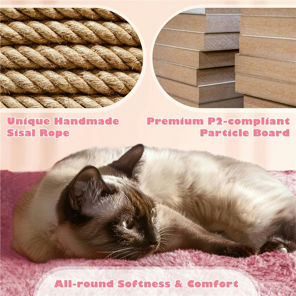image 1 of Yaheetech 158 cm Multi Level Cat Tree with Condos Pink