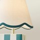 image 4 of ValueLights Evie Ceramic Cube Checkered Table Lamp with Sage Green Trim Linen Scallop Lamp Shade and LED Bulb