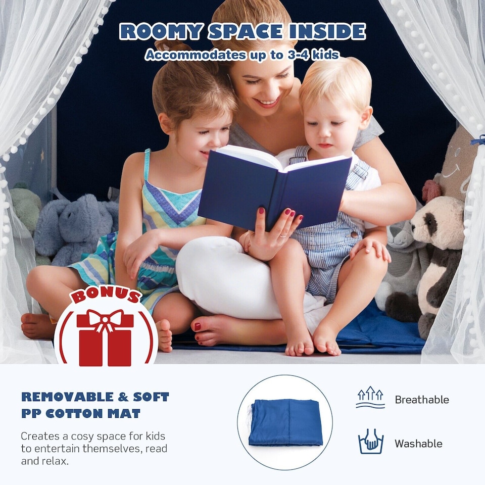 image 1 of COSTWAY Kids Play House Children Indoor Playhouse Castle Fairy Tent