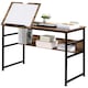 image 1 of HOMCOM Tiltable Drafting Table Home Office Computer Desk w/ Shelf, Rustic Brown