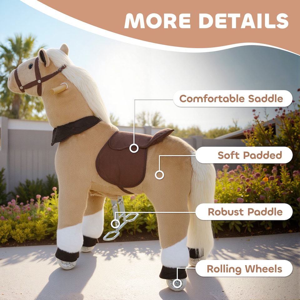 image 1 of AIYAPLAY Plush Rocking Horse with Rolling Wheels for 3-5 Years, Brown
