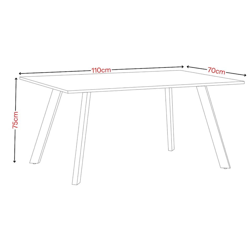 image 1 of 110cm Rectangular Dining Table with Metal Legs | Brown | Oak | 1
