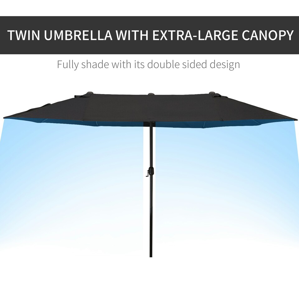 image 1 of Outsunny 4.6M Garden Patio Umbrella Canopy Parasol Sun Shade witho Base