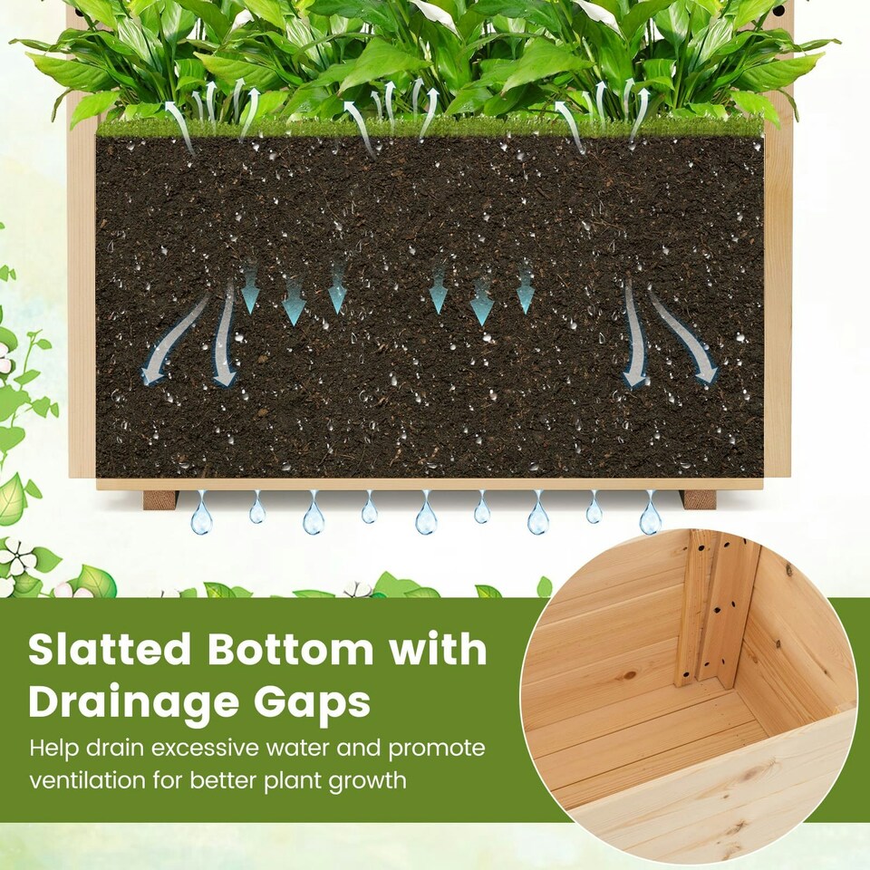 image 1 of COSTWAY Raised Garden Bed Wooden Planter Box Natural N/A