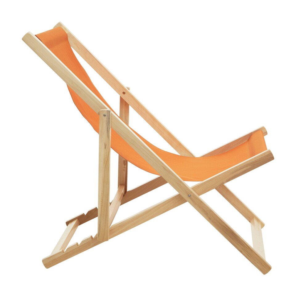 image 1 of Interiors by Premier Stylish Orange Deck Chair, Ethically Sourced Deck Chair, Sling Design Lawn Chair, Adjustable Garden Chair