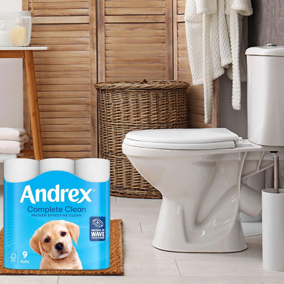 image 1 of Andrex Toilet Rolls Classic Clean Fragrance-Free 2 Ply Toilet Paper, 36 Rolls | White | 4 Pack | 4