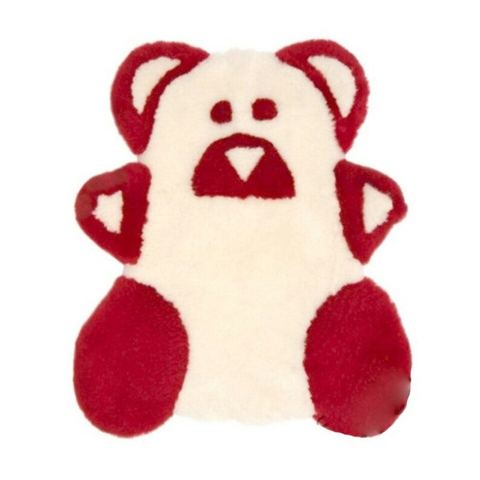 image 1 of Eastern Counties Leather Sheepskin Teddy Bear Rug - Red - One Size