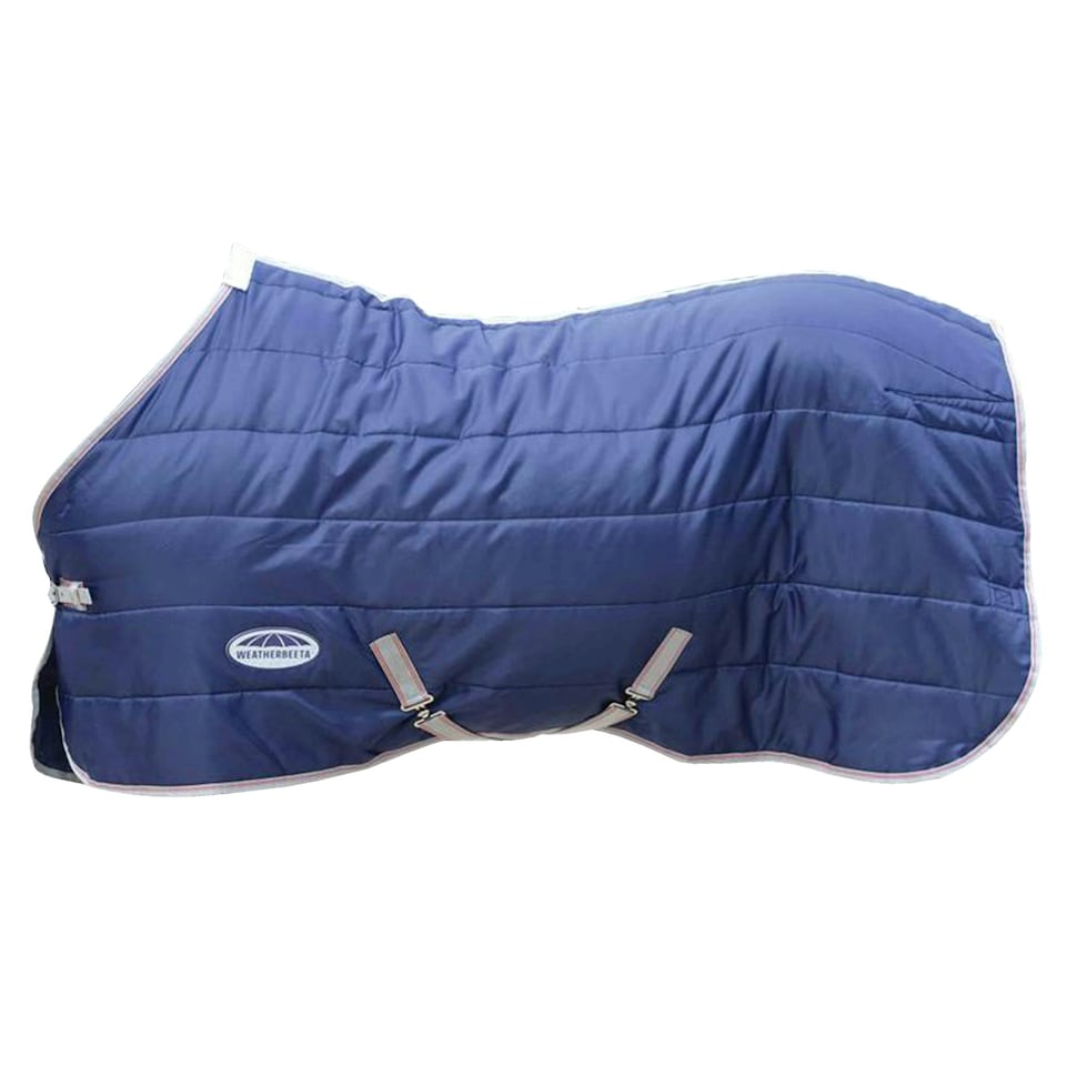 image 1 of Weatherbeeta Comfitec Medium/Lite 210d Channel Quilt Standard Neck Stable Rug - Navy/Silver/Red - 4 ft
