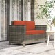 image 2 of Outsunny Rattan Sofa, 2 Seater Garden Furniture with Soft Padded Cushion and Armrests, Wicker Garden Loveseat for Patio, Grey | Grey | Two Seater