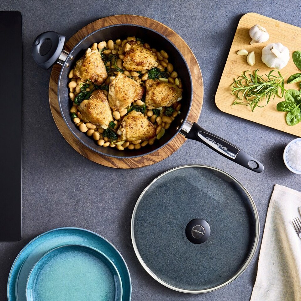 image 1 of Morphy Richards 28cm Forged Aluminium Lidded Saute Pan