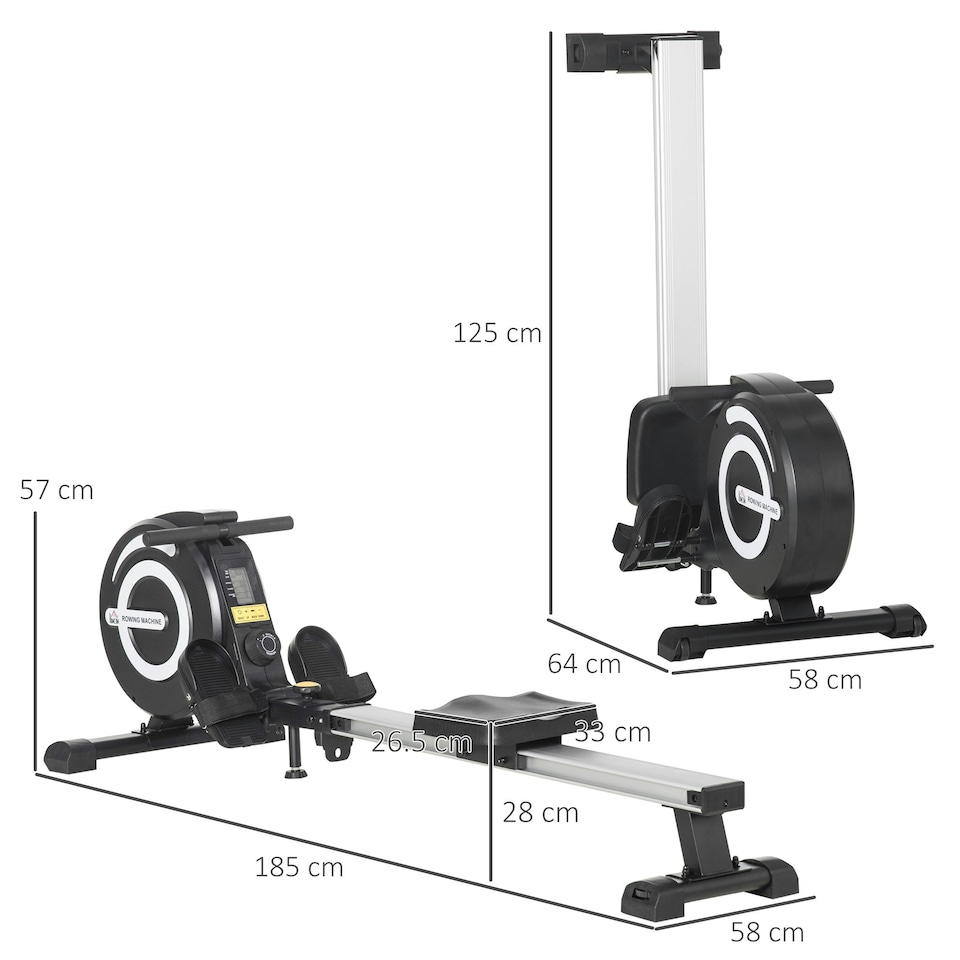 image 1 of HOMCOM Fitness Adjustable Magnetic Rowing Machine Rower w/ LCD Digital Monitor