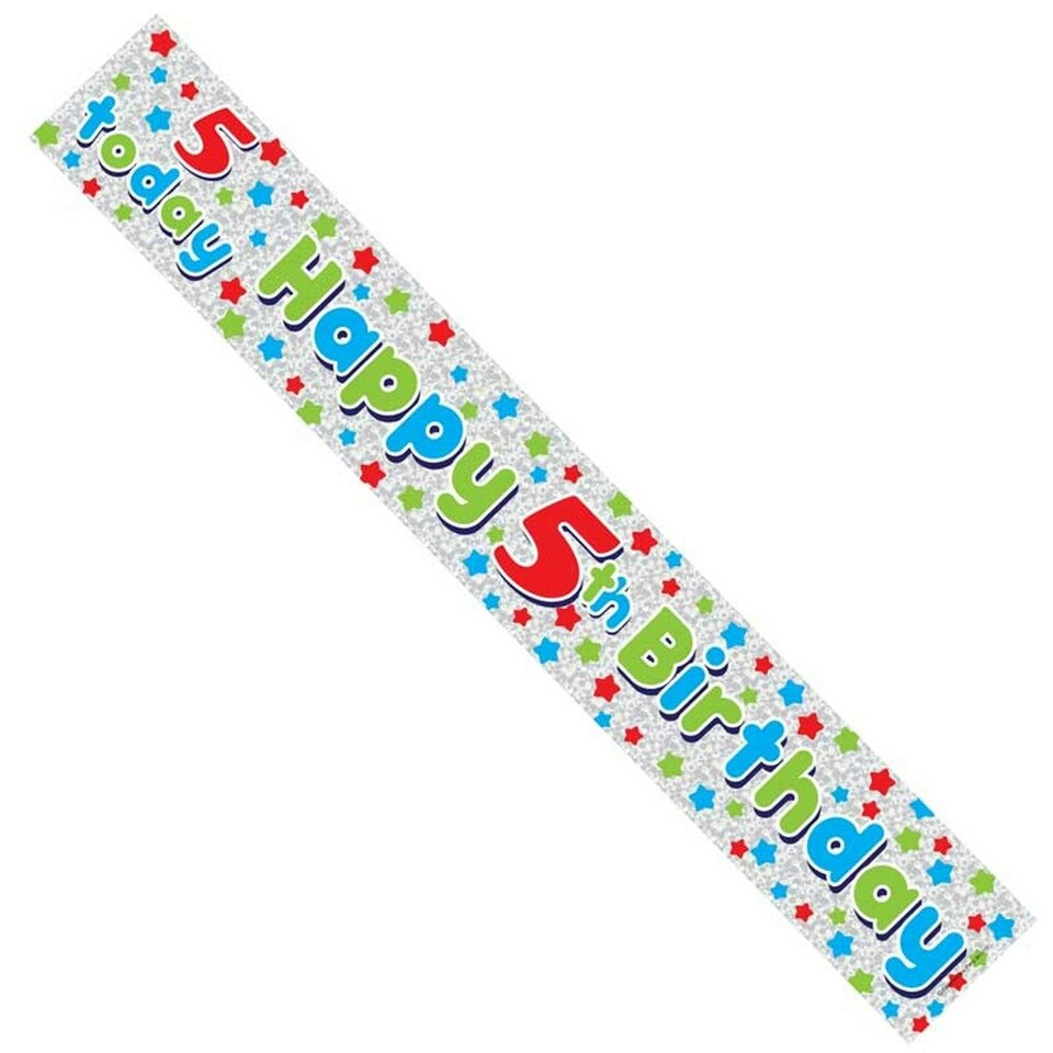 Apac Stars 5th Birthday Banner - Blue/Green/Red - One Size