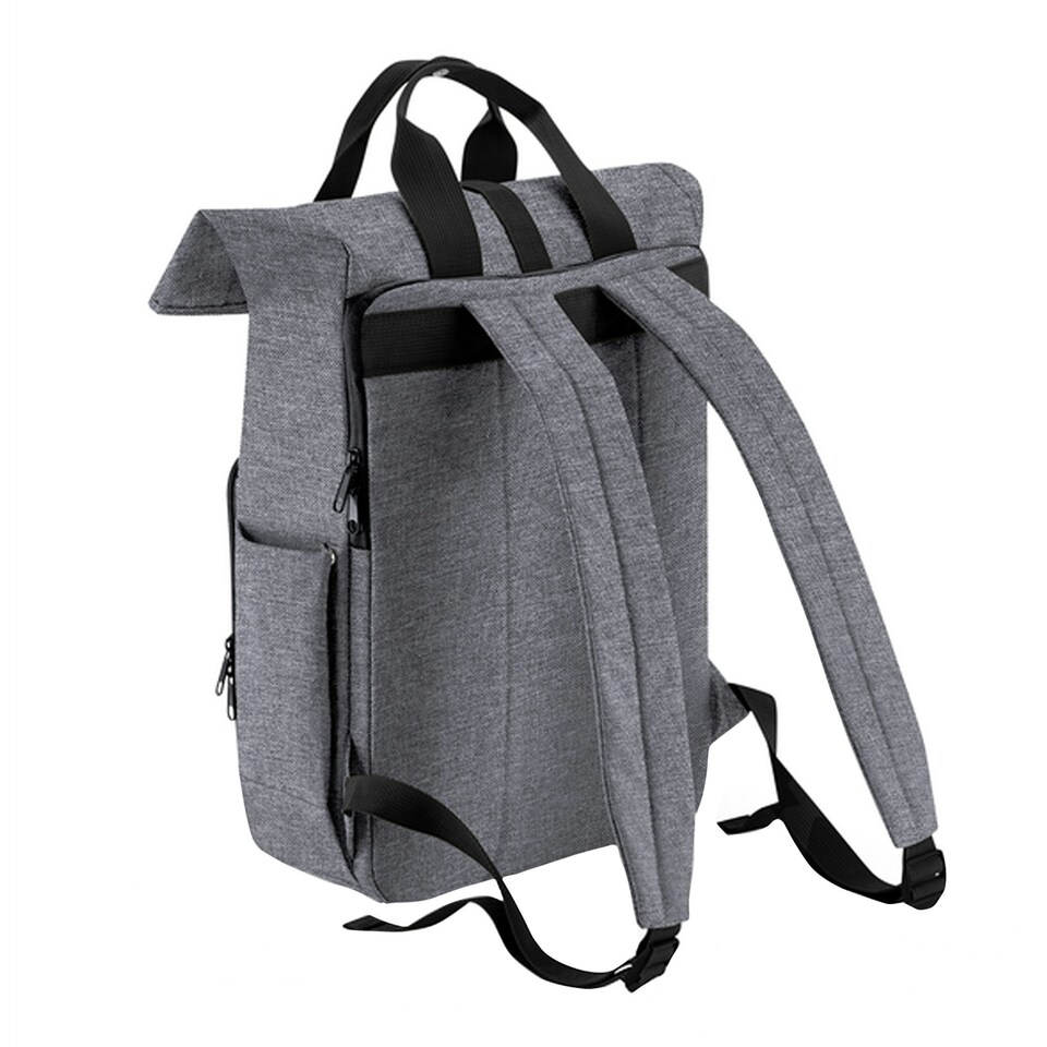 image 1 of Bagbase Roll Top Recycled Twin Handle Laptop Backpack - Grey Marl - One Size