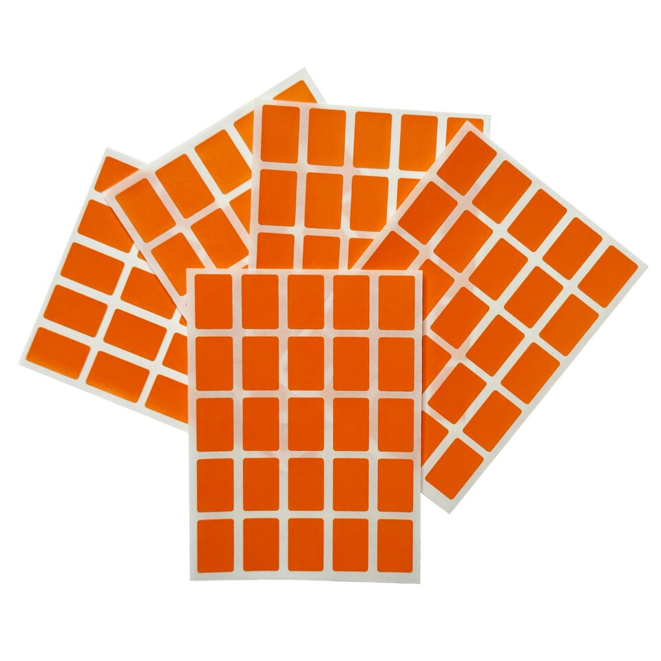 Pack of 125 Orange 12x18mm Rectangular Labels Adhesive Stickers